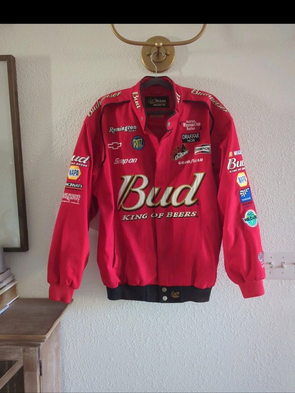 NASCAR Chase Authentics Dale Earnhardt Jr Budweiser Racing Jacket Size Large Vtg